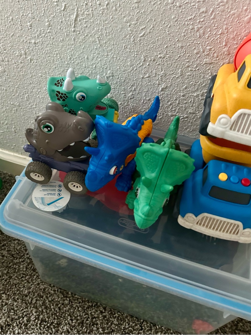 4 Gray, green ,blue  Dino Monsters Truck Toy - Kids Vehicle two have wheels .